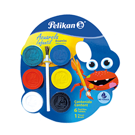 ACUARELA INFANTIL PELIKAN C/6 COLORES