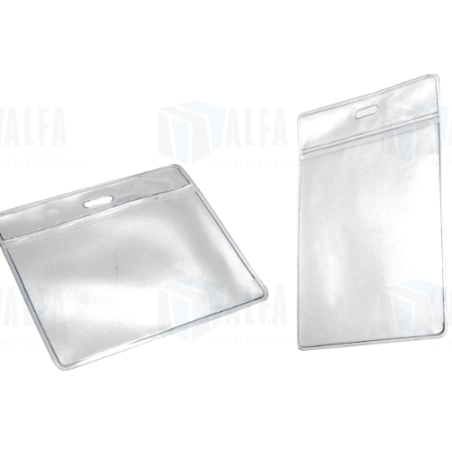 PORTA GAFETE VINIL TRANSPARENTE VERTICAL U HORIZONTAL